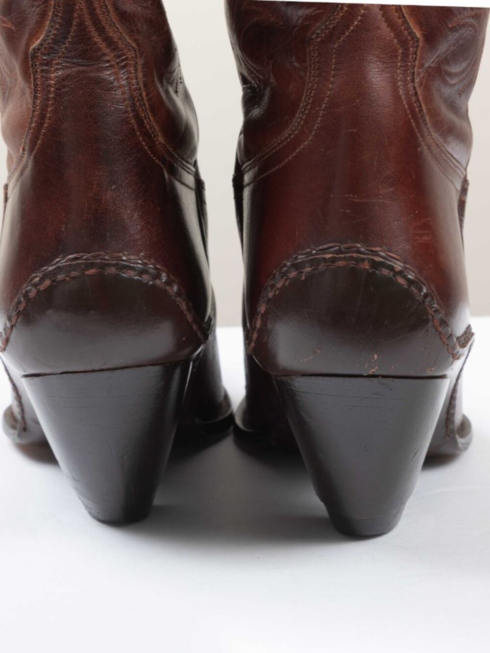 VTG 90s Y2K Charlie 1 Horse Brown Leather Snip Toe Cowboy Boots Women’s 8B - Picture 9 of 16